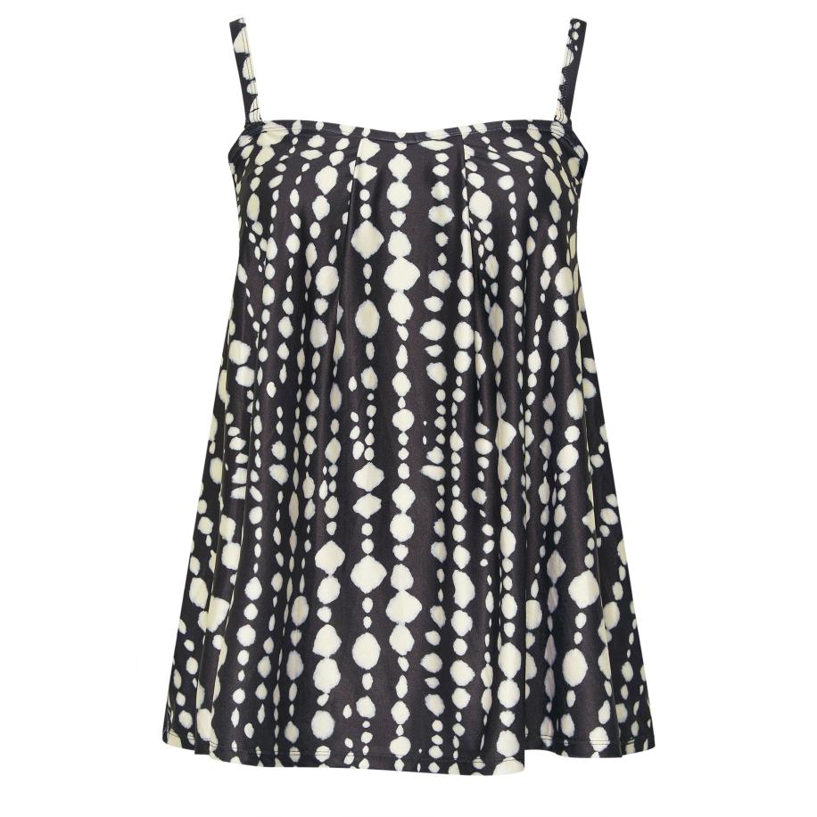 Yours Plus Size Black Spot Print Tankini Top Size 62-64 Zwart