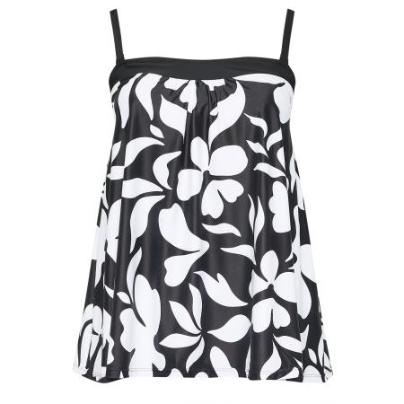 Yours Plus Size Black Floral Print Tankini Top Size 62-64