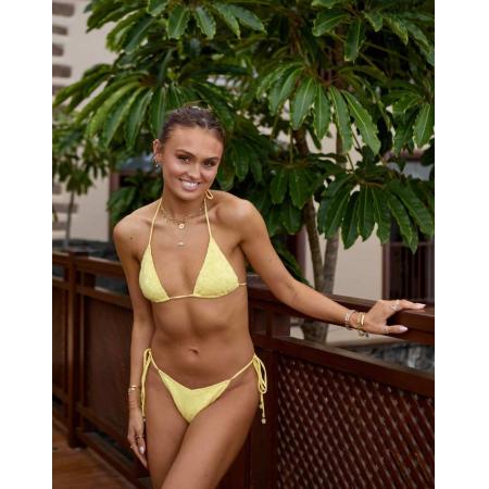 South Beach x Misha Grimes Triangel bikinitopje met kralen en jacquard bloemen in geel
