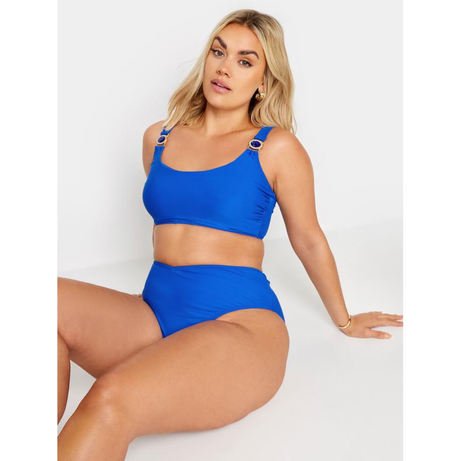 Yours Bikinitop Met Bandjes Met Juwelen In Blauw Size 42 Blauw