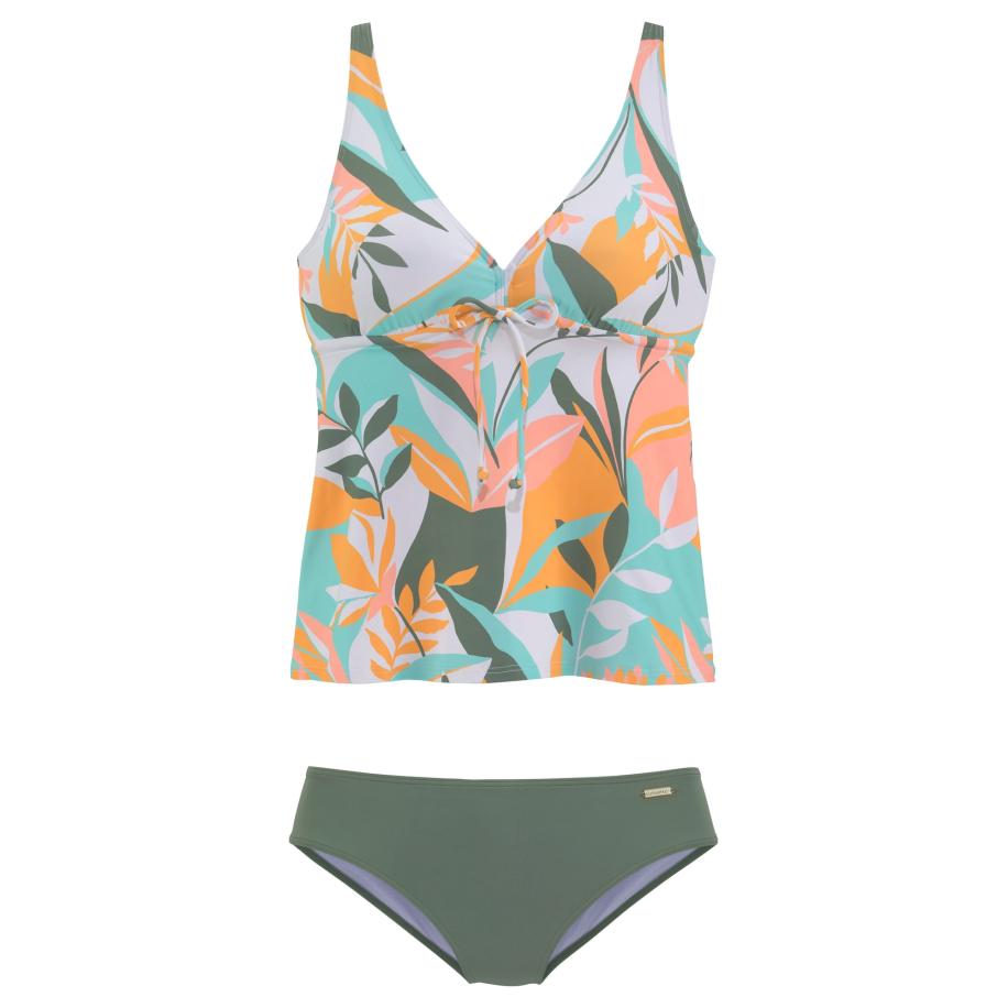 SUNSEEKER Tankini lichtgrijs / kaki / mintgroen / zalm roze Multicolor