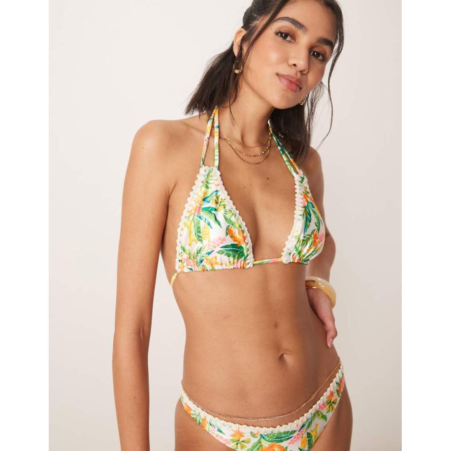 Kulani Kinis Golden Hour Bikinitopje met halternek en gehaakte afwerking in geel Geel