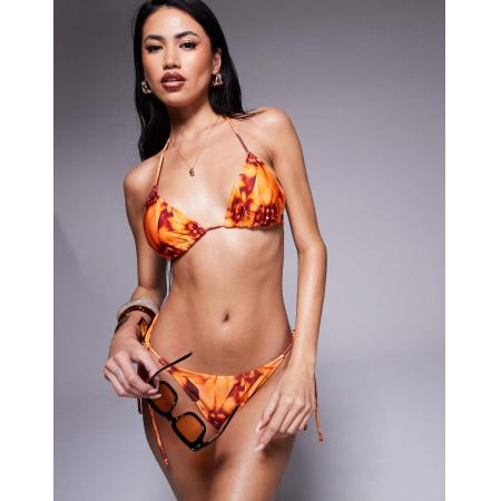 Candypants Triangel bikinitopje met tie-dye in oranje