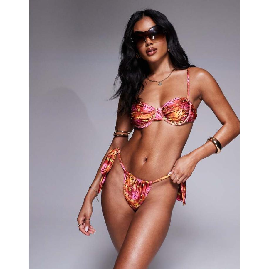 Candypants Bikinitop met beugel, abstracte print en rimpeleffect in multi-Veelkleurig Multicolor