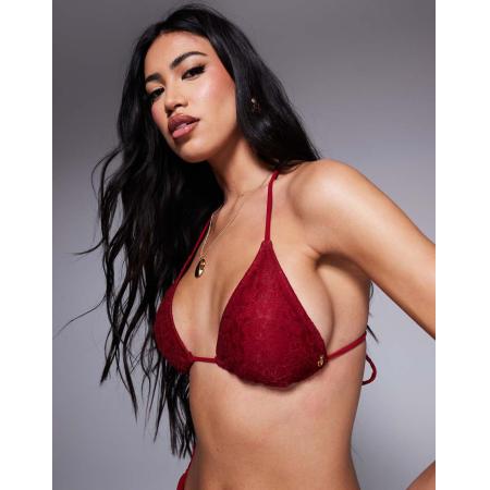 Candypants Kanten triangel bikinitopje in kersenrood