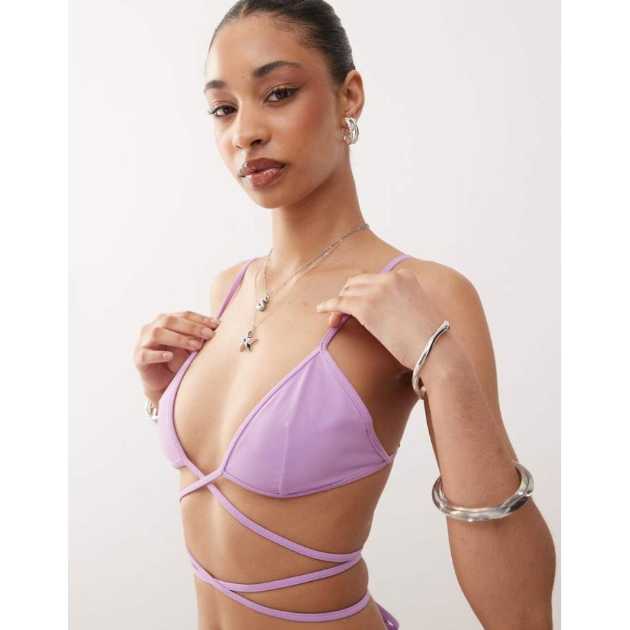 Weekday Triangel bikinitopje met overslag in paars Paars