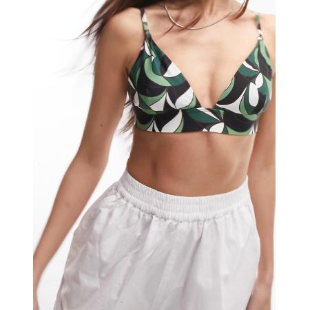 Topshop Triangel bikinitop met abstracte print in multi-Veelkleurig