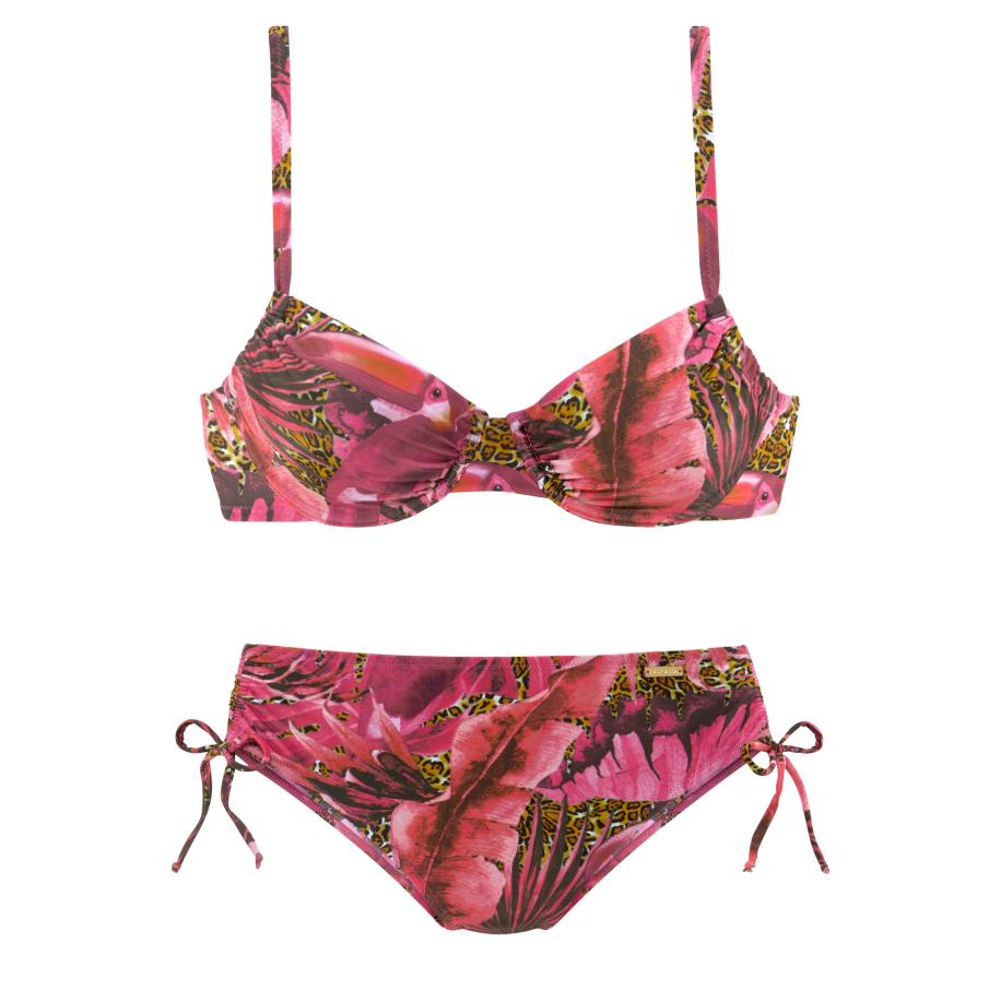 Lascana LASCANA Bikini Elena donkergeel / rosa / magenta / zwart -