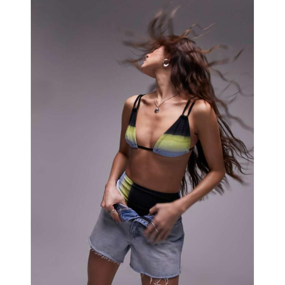 Topshop Triangel-bikinitopje met ombre print in multi-Veelkleurig Multicolor