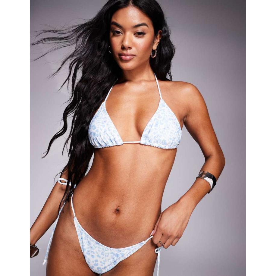 Candypants Triangel bikinitopje met luipaardprint in blauw Blauw