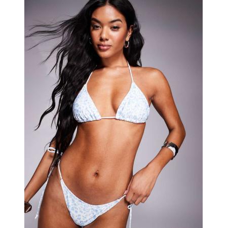 Candypants Triangel bikinitopje met luipaardprint in blauw
