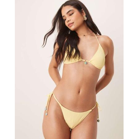 Stradivarius Bikinibroekje met gestrikte zijkanten en bedeltjes in geel