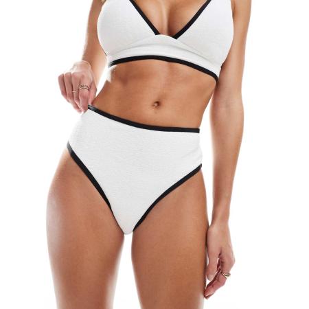 Vero Moda Bikinibroekje met textuur en biezen in wit