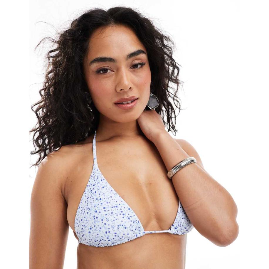 Daisy Street Triangel-bikinitopje in blauw met fijne bloemenprint Blauw
