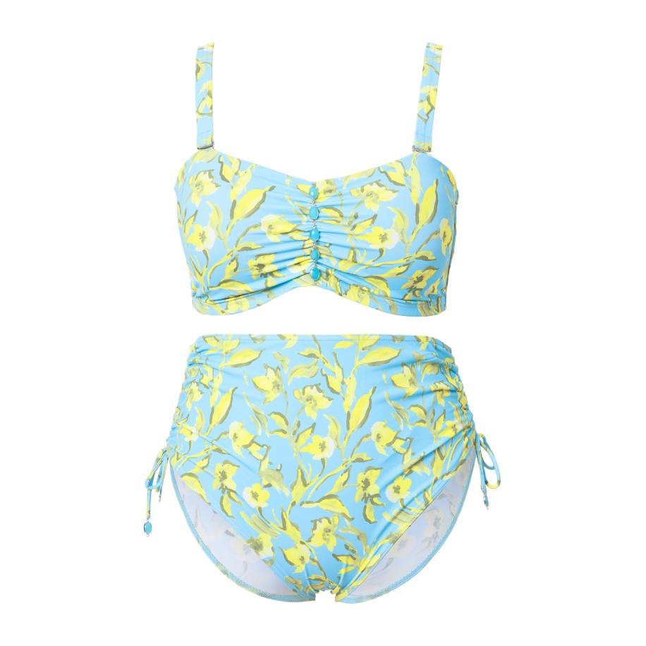 Ulla Popken Ulla Popken Bikini lichtblauw / limoen / kaki -