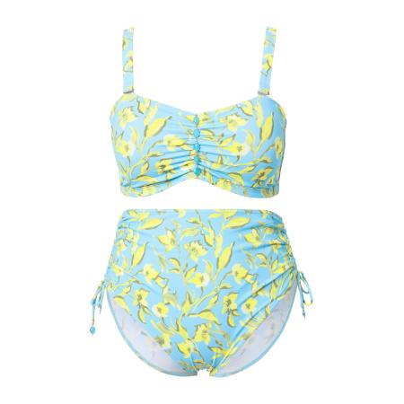 Ulla Popken Ulla Popken Bikini lichtblauw / limoen / kaki