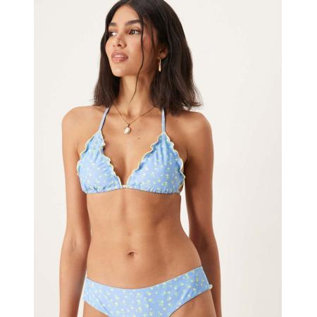 Kulani Kinis Lemon Bloom Triangel bikinitopje met golvende rand in blauw