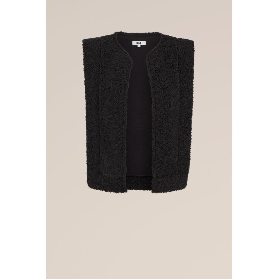 WE Fashion Dames Regular fit teddy gilet - Regular fit - Zwart - Maat: XL Zwart