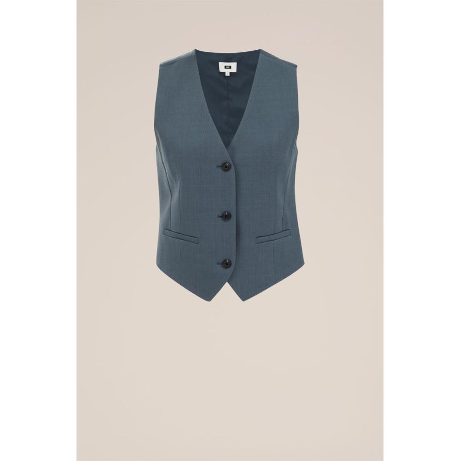 WE Fashion Dames Slim fit gilet - Slim Fit - Grijsgroen - Maat: 32 Groen