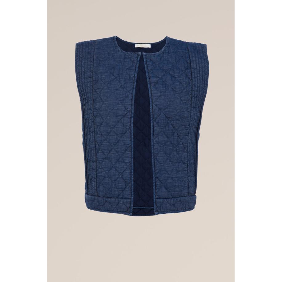 Blue Ridge dames denim gilet - Regular fit - Donkerblauw - Katoen - Maat: M Blauw