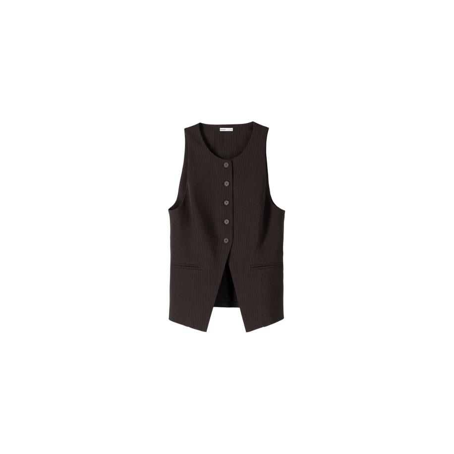 Bershka Bershka Gilet donkerbruin / donkergrijs -