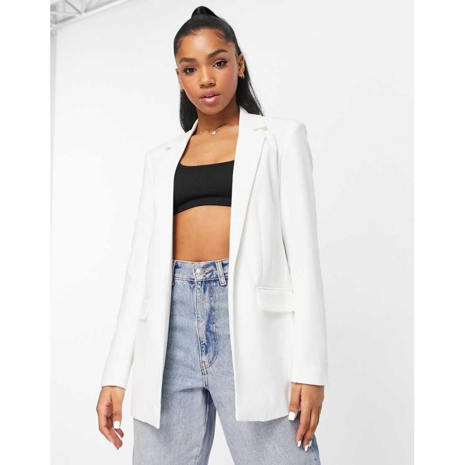Pieces Elegante oversized blazer in wit Wit
