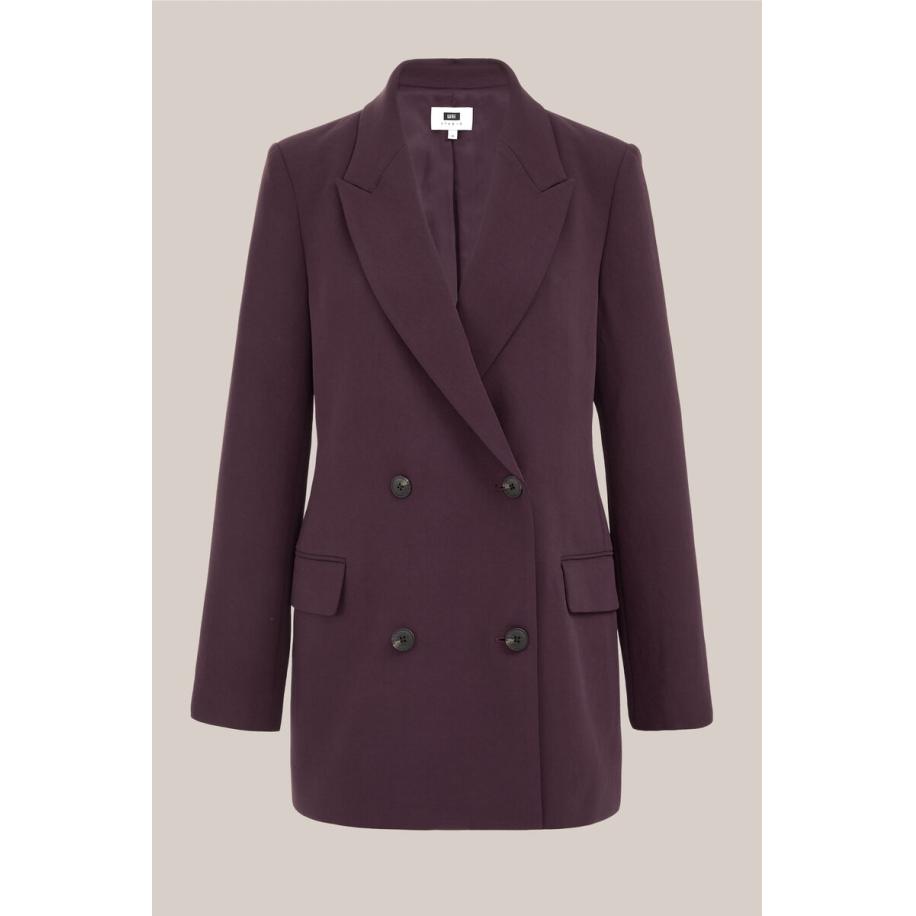 WE Studio dames regular fit double-breasted blazer - Oversized - Aubergine - Maat: 34 Paars