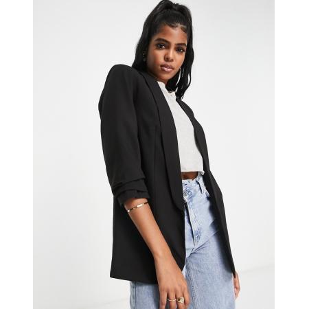 Pieces Blazer met gerimpelde mouwen in zwart