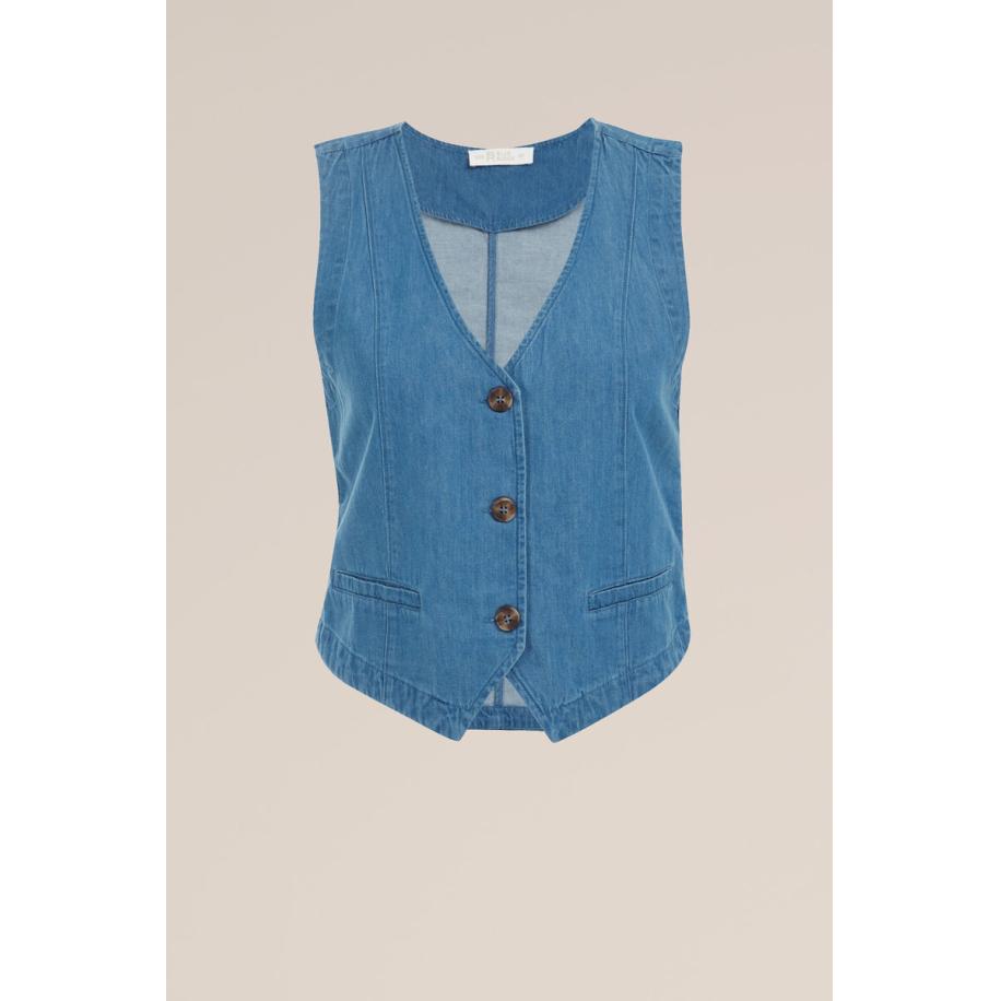 Blue Ridge dames Regular fit denim gilet - Regular fit - Blauw - Katoen - Maat: 32 Blauw