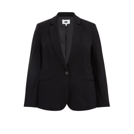 WE Fashion Dames getailleerde blazer - Curve - Zwart - Viscose - Plus Size Maat: 44