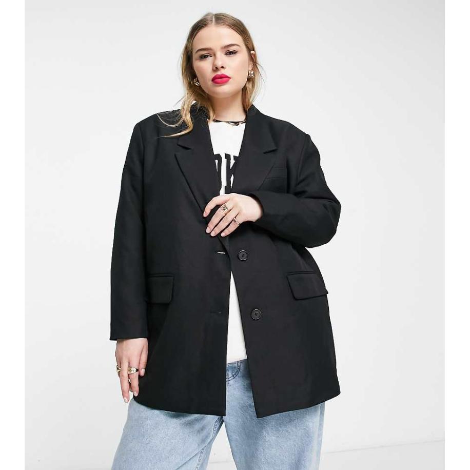 Noisy May Curve Elegante blazer in zwart Zwart