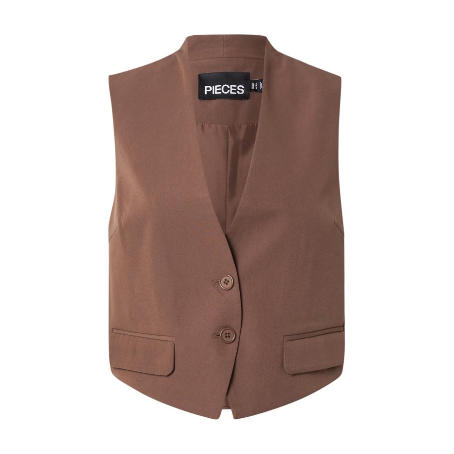 Pieces PIECES Gilet PCNimora chocoladebruin -