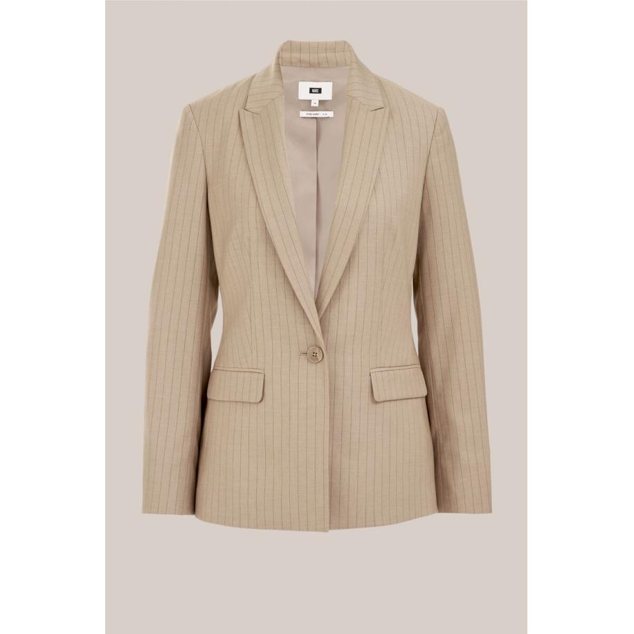 WE Fashion Dames slim fit blazer - Slim Fit - Beige - Maat: 32 Bruin