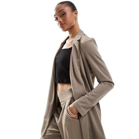 JDY Tall Ruimvallende blazer in bruin, deel van co-ord set
