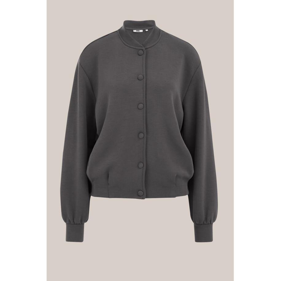 WE Fashion Dames bomberjack - Regular fit - Donkergrijs - Viscose - Maat: XS Grijs