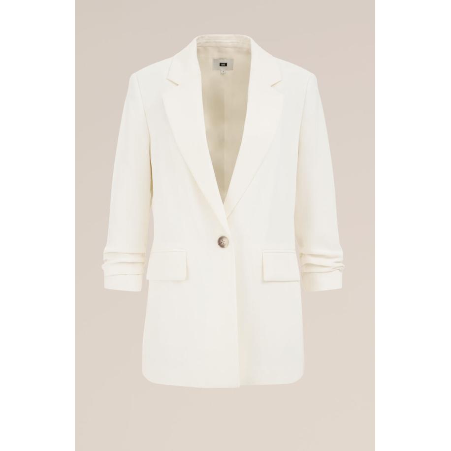WE Fashion Dames regular fit blazer met rimpeleffect - Regular fit - Wit - Maat: 40 Wit