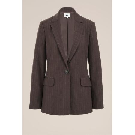 WE Fashion Dames regular fit blazer met krijtstreep - Regular fit - Donkerbruin - Maat: 34