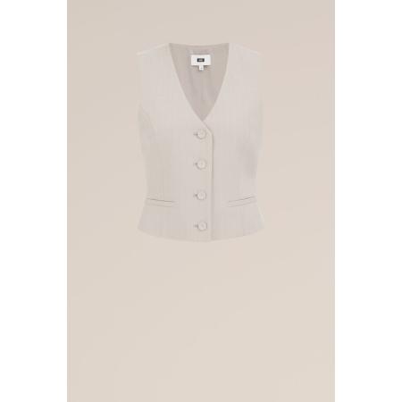 WE Fashion Dames Getailleerd gilet met met krijtstreep - Beige - Maat: 36