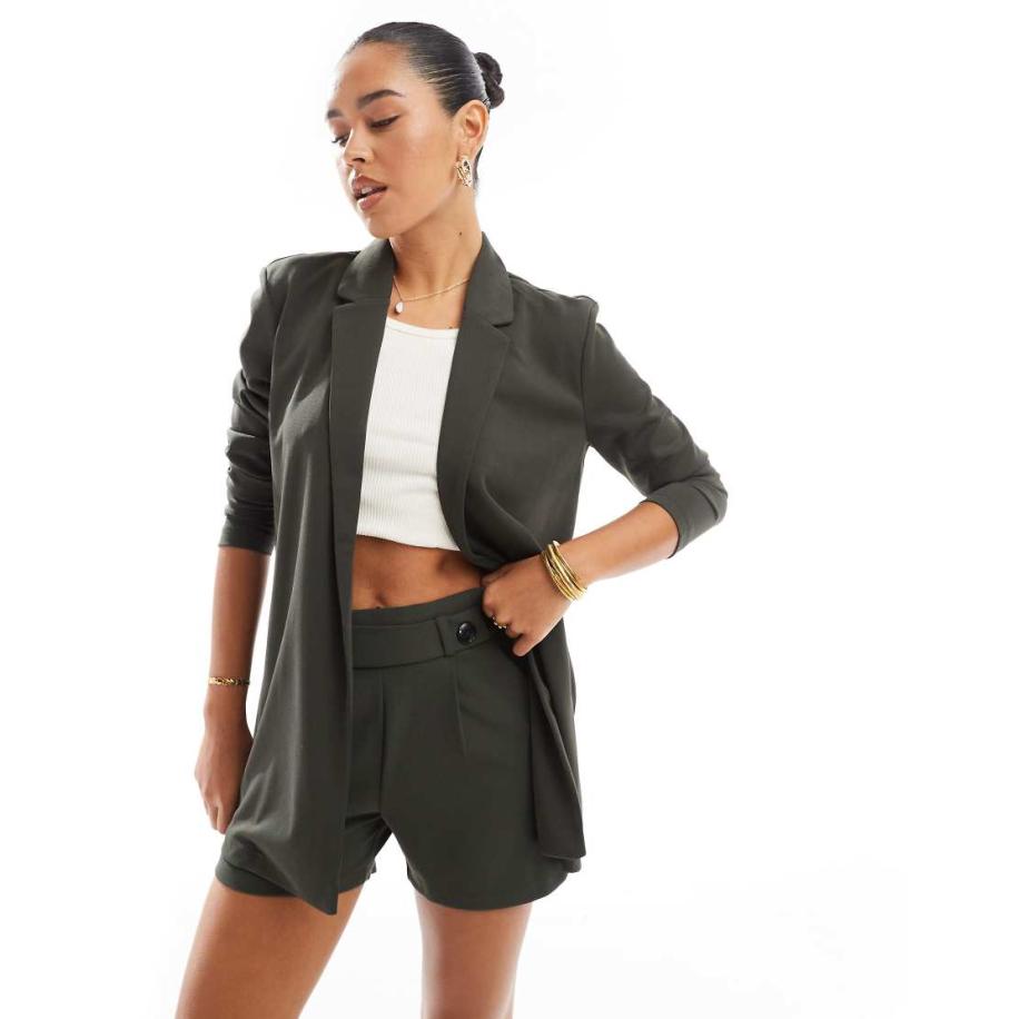 JDY Ruimvallende blazer in donkergroen, deel van co-ord set-Zwart Zwart