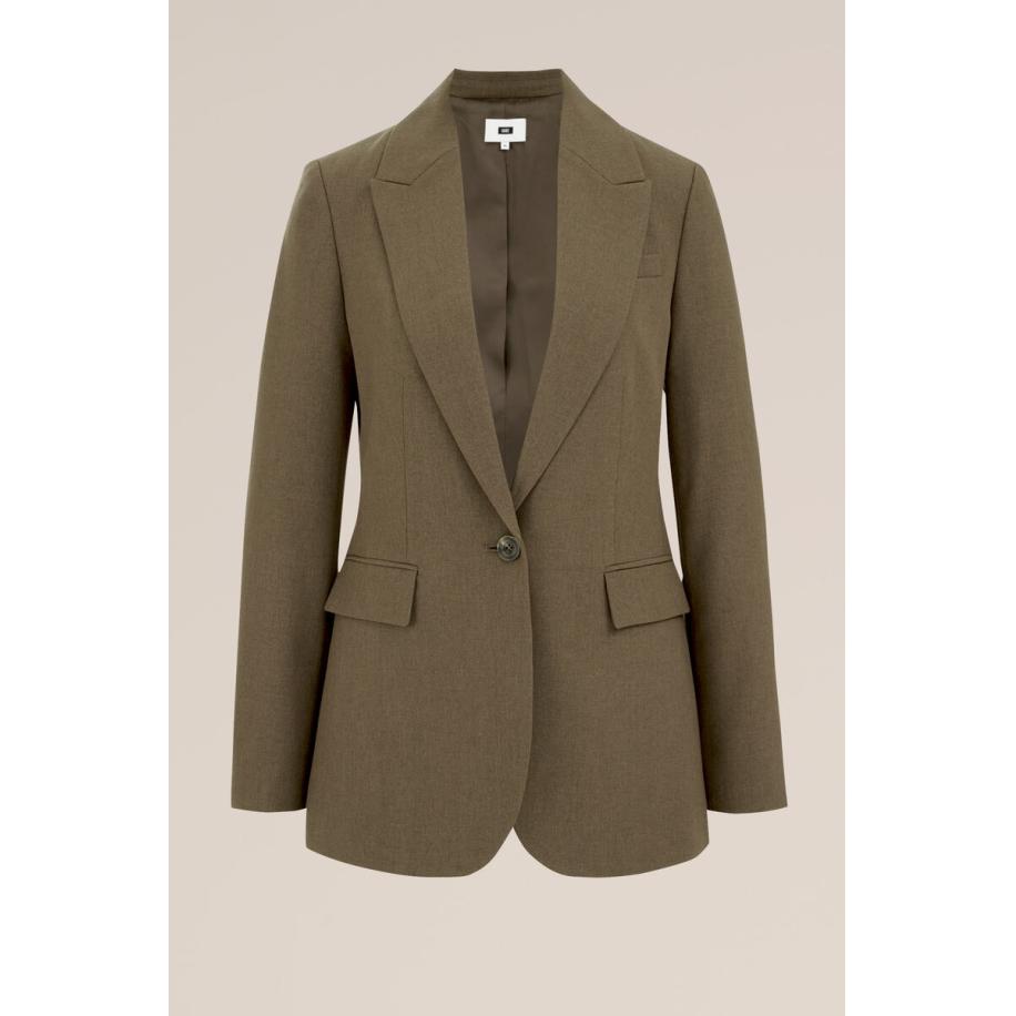 WE Fashion Dames slim fit blazer - Slim Fit - Grijsgroen - Maat: 44 Groen