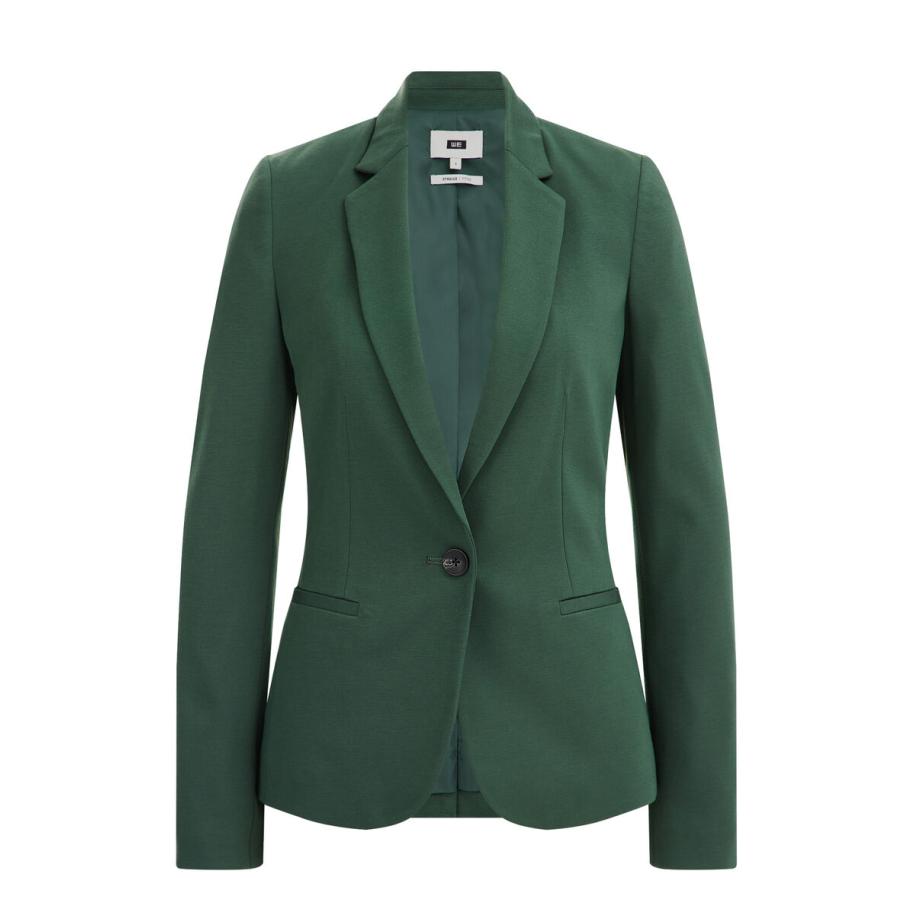 WE Fashion Dames getailleerde jersey blazer met stretch - Mosgroen - Viscose - Maat: XS Groen