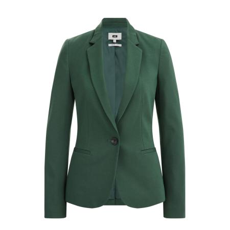 WE Fashion Dames getailleerde jersey blazer met stretch - Mosgroen - Viscose - Maat: XS
