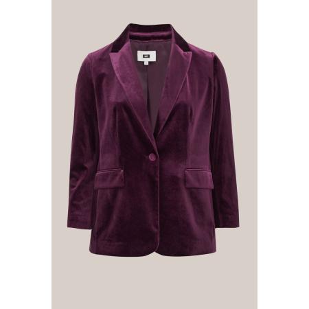 WE Fashion Dames regular fit velvet blazer - Curve - Regular fit - Aubergine - Plus Size Maat: 44