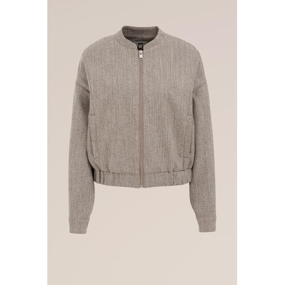 WE Fashion Dames bomberjack met structuur - Regular fit - Lichtgrijs - Maat: 42 Grijs