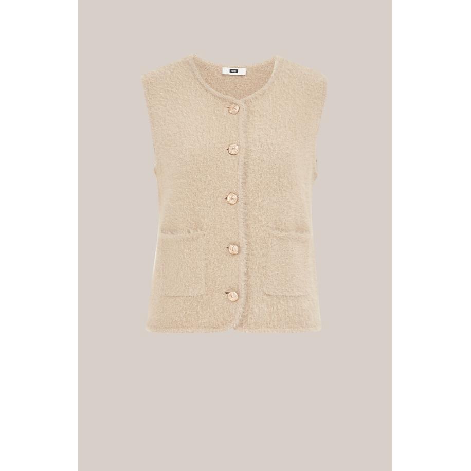 WE Fashion Dames regular fit gilet met structuur - Regular fit - Beige - Maat: XS Bruin