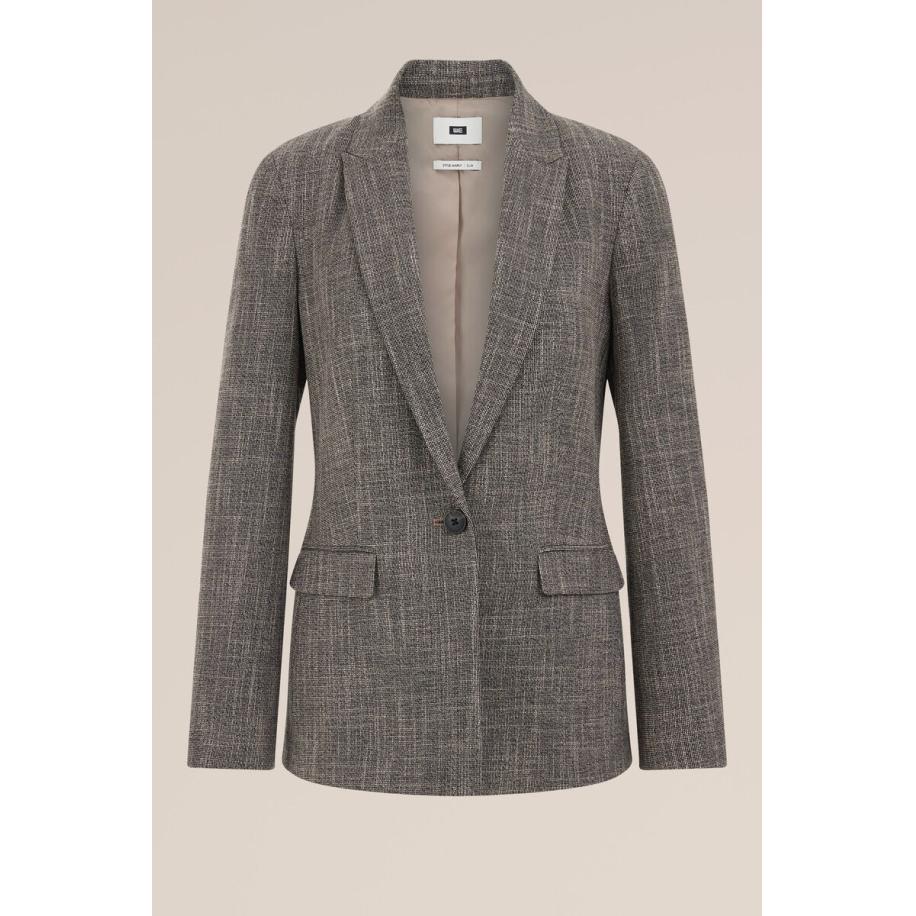 WE Fashion Dames slim fit blazer met structuur - Slim Fit - Zwart - Viscose - Maat: 34 Zwart