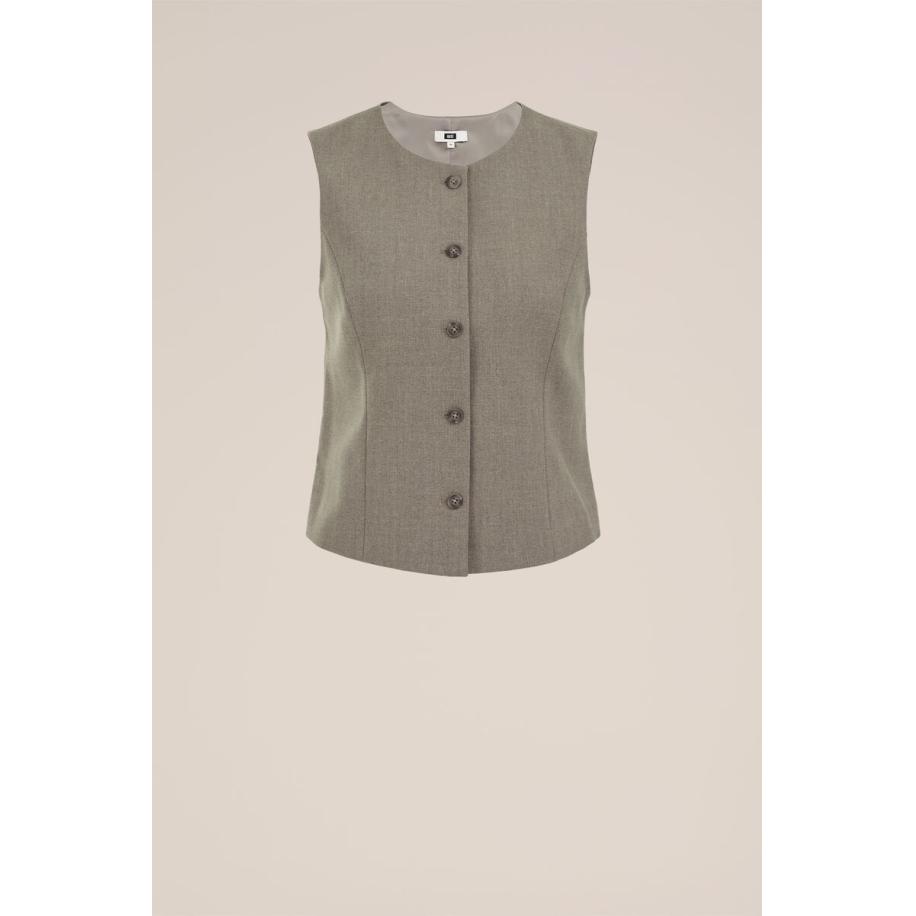 WE Fashion Dames Slim fit gilet - Slim Fit - Greige - Maat: 32 Grijs