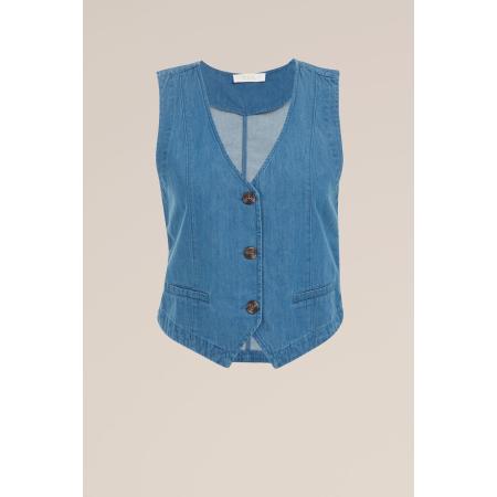 Blue Ridge dames Regular fit denim gilet - Regular fit - Blauw - Katoen - Maat: 32
