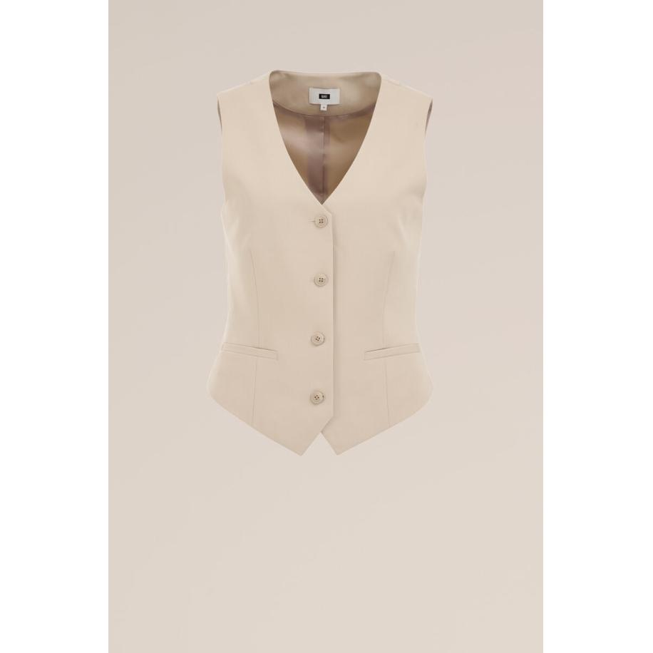 WE Fashion Dames getailleerd gilet - Beige - Maat: 36 Bruin