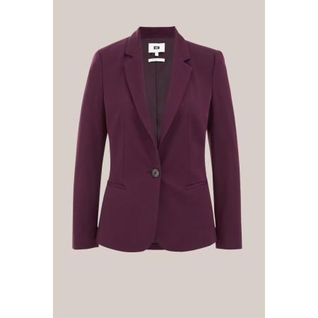 WE Fashion Dames getailleerde jersey blazer met stretch - Aubergine - Viscose - Maat: S
